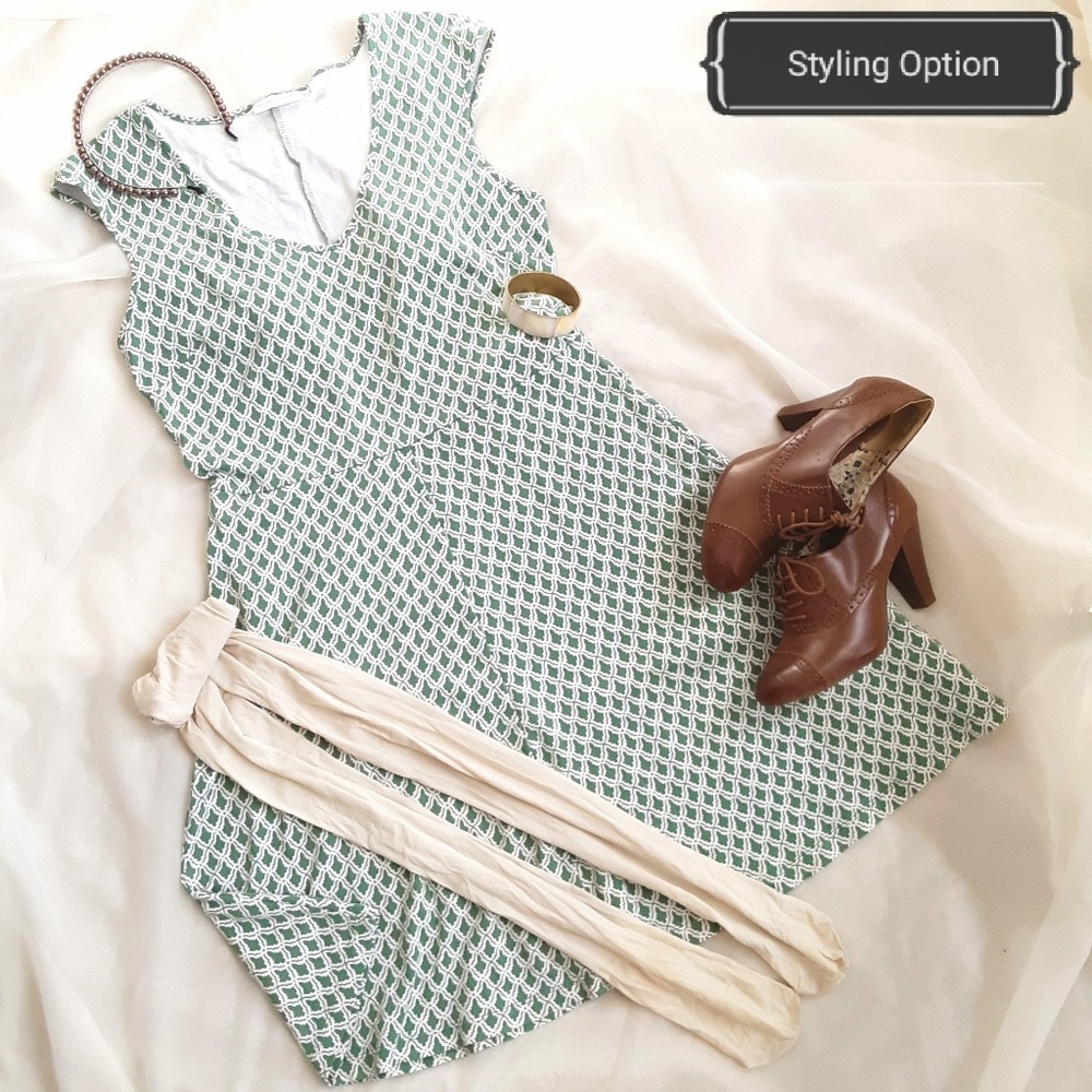 NY&Co. • Quatrefoil • Cap Sleeve • A-Line Dress